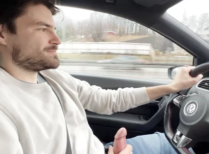 Almost Crashed the Car When I Jerked Him off and Him After His Orgasm