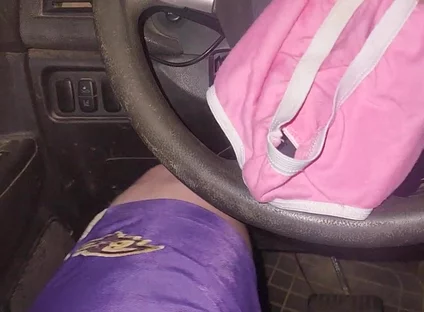 Using Pink Panties to Jerk off in My Car.