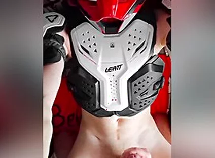 Guy In Motocross Gear And Mxhelmet Jerks Off And