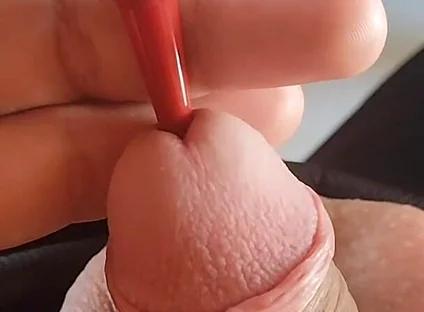 Beautiful Penetration of Motorcycle Oil Into the Glans