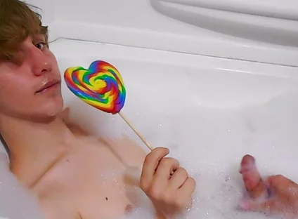 Age play handjob in the bathtub