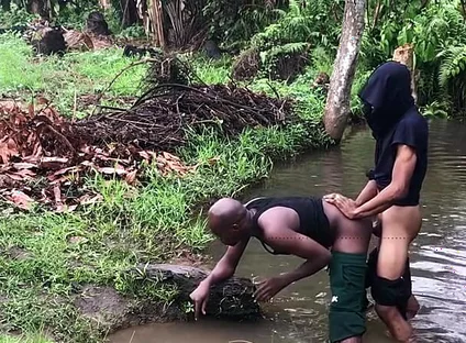 Nigerians Boys Where Caught Having Sex Inside a Swamp River with Bushes Rounding Them