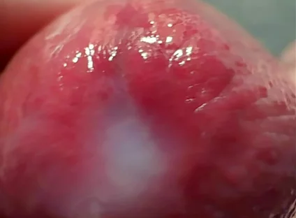 Macro Cum Shot. Ultra Close-up Ejaculation