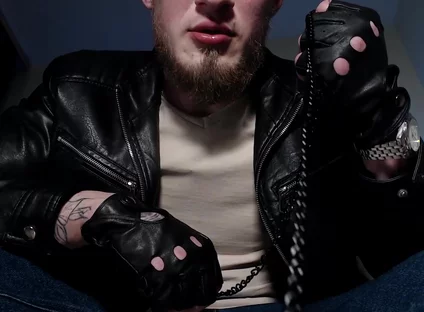 Alpha in Leather Spits, Feeds Domination.