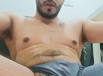 Sexy Hairy Latino Exercising at Home