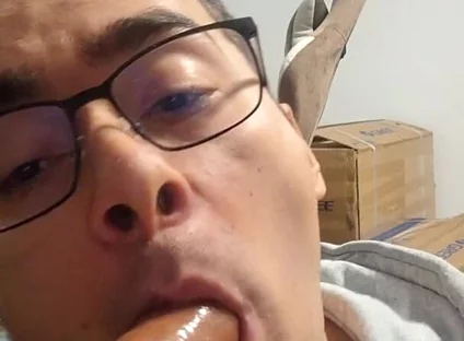 College Boy Sucks Stepdaddy's Cock Until He Cums in His Mouth (dildo)