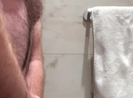 Hotel Bathroom Wank and Cum