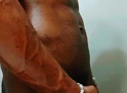 Oiling up My Big Black Cock