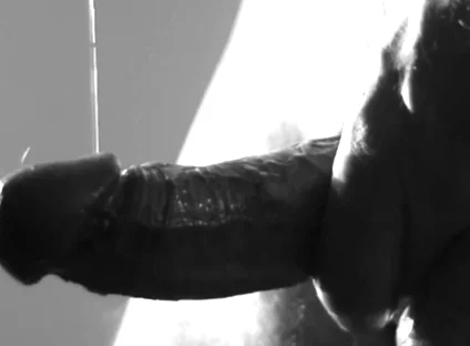 Stroking Hard Cock in Black and White with Lots of Cum