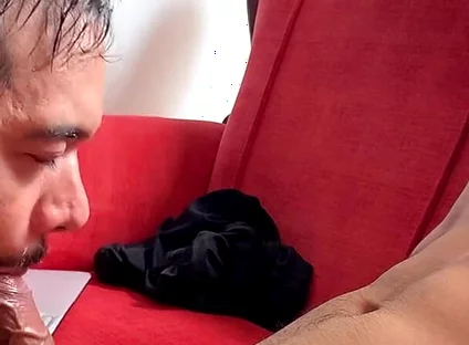 Relaxing in the Living Room While I Get a Blowjob