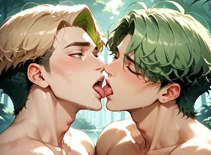 Green-haired Forest Muscles: Gay Cum Shot