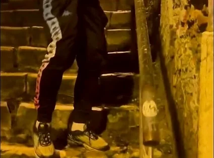 Amateur Boy Catches His Friend Pissing in the Street and Touches His Cock