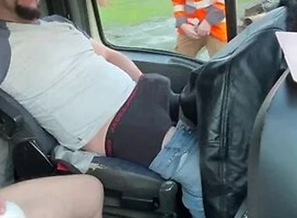 Truck Door Open My Big Bulge Attracts Two Horny Guys