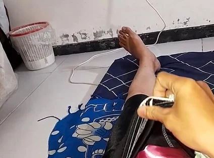 Wearing Satin Pink Lingerie Inside Shorts and Cum Into It