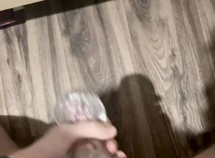 Horny Twink Needed a Release. Big Cumshot, Fucking a Flashlight, Intensive Masturbation. POV 4K Full HD