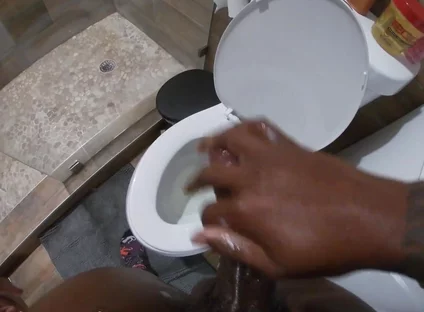 Stroking My BBC Peeing in the Toilet POV