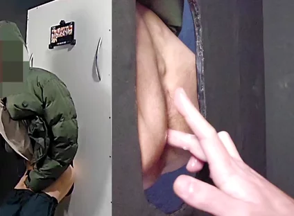 Tall and Skinny with Big Uncut Cock Came to Gloryhole to Be Sucked in Front and Back. Again!