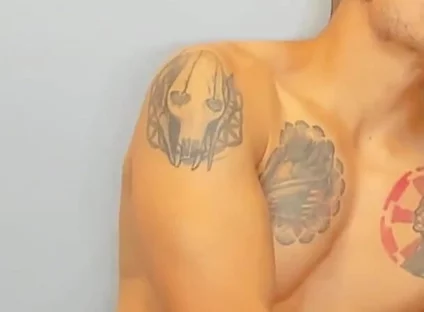 Slim Twink Masturbating with Colombian Macho's Xxl Fat Cock