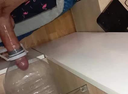 The Stud with the Big Cock Is Eager to Fuck an Ass, Cumshot in the Mouth of the Bottle!