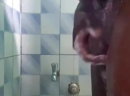 20y BBC Nasty Jerking off in His Shower Cleaning up His Cock