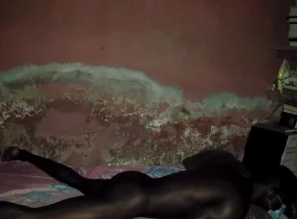 The Dark View of African Black Guy's Masturbation