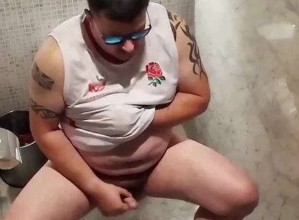 Toilet Cubicle Wank and Cum
