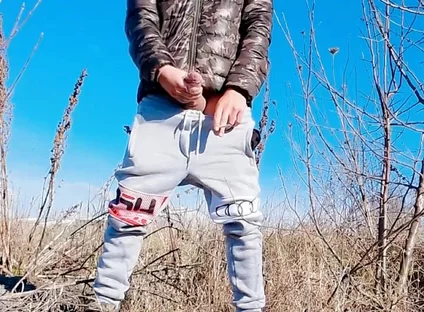 Slow Motion Jerk off Outdoor While Smoking Cigarette