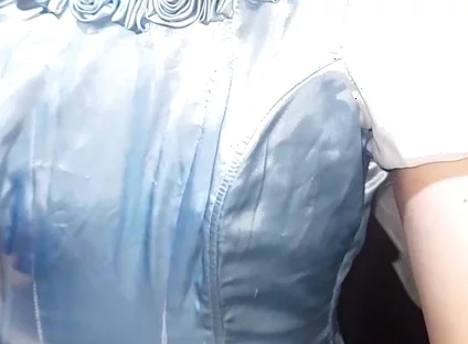 Crossdresser Cum Wearing Elegant Satin Ball Gown