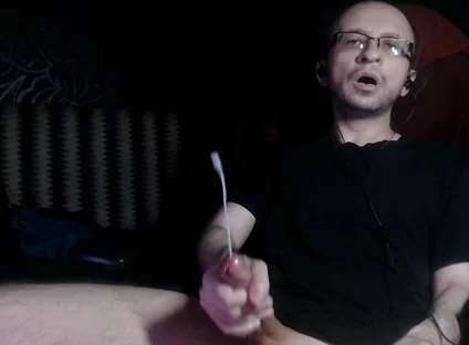 Horny Guy with Huge Massive Cock Big Load. Hot Cumshot