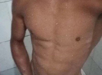 Brazilian Brunette 16cm Thick in the Shower - Hairy Hard Cock Taking a Hot Shower