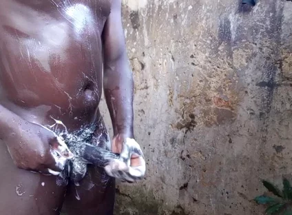Real Big Black Cock Gets Sunny Day Massage
