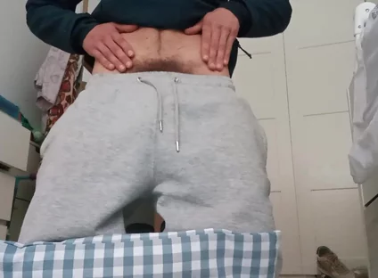 The Fitness Trainer Jerks off Inside His Pants and Shows You His Cock