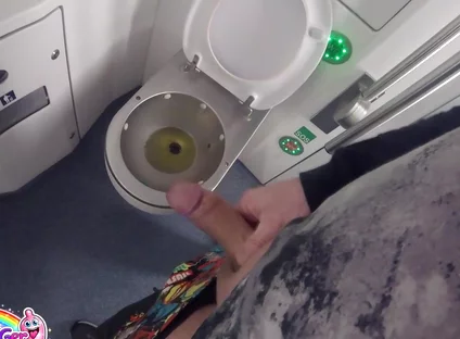 I Peed in the Toilet on the Moving Train and Then Jerked off My Thick Cock in Sexy Underwear. I Was About to Come
