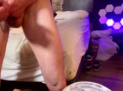 Infamous Two Handed Jerk with My Purple Headed Mushroom, Grunting Sweating