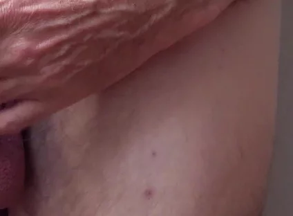 Naked Close up Uncut Cock Slow Masturbation Session, Drooling Creamy Cum on Desk - Rockard Stepdaddy