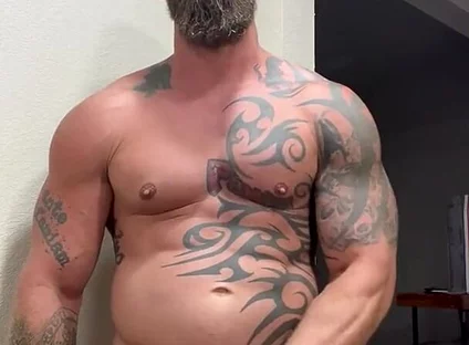 Tattooed Viking Flexes While Stroking for You