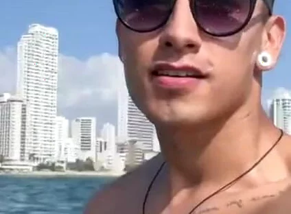 Tourist Exhibits Himself in a Jet Ski in the Sea on the Beaches of Cartagena