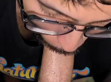 Kneeling & Horny Sniffing My Boyfriend’s Bulge Till I Cum on His Cock & Swallow Both Loads