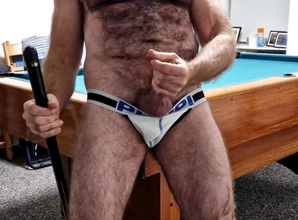 Hairy Muscle Stepdad at the Pool Table