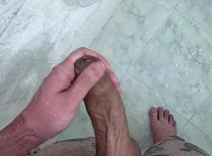 A Horny Young Man Cums in the Shower