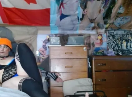 Fat Sissy with Pig Tails Dances Then Plays with Fat Hole