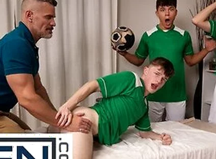 Jake Preston Gets An Unorthodox Massage From Landon Conrad That Ends With Hot Table Sex
