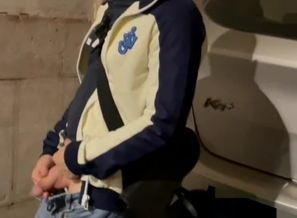 Amateur Boy Taking His Fat Cut Cock Out of His Jeans and Pissing in the Street