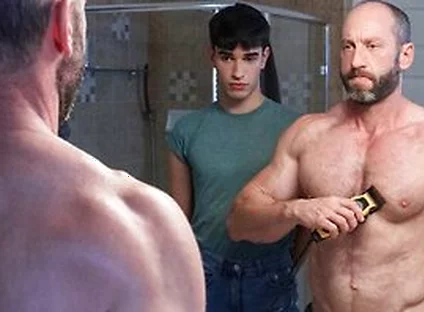 Shy Stepson Rob Quin Helps Shaving His Hunk Stepdad Muscled Madisons Balls
