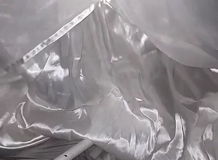 Cum Flows on Satin Wedding Dress