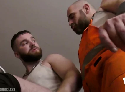 Worker boys sneaker sniffing, cock sucking