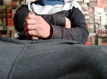 A Heterosexual Man Masturbates, After a Month of Abstinence, and Moans as He Ejaculates at the End