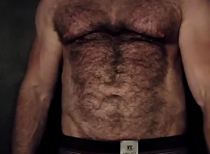 Hairy Muscle Bear Showing off