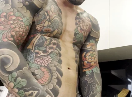 In the Kitchen of Handsome Muscular