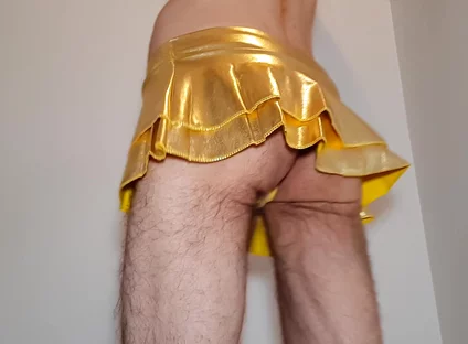 Golden Miniskirt -couldn't Wait- Try on